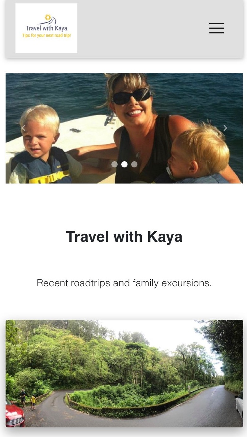 Travel with Kaya homepage showcasing mobile-first Bootstrap design